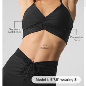 ALO Yoga Black Ruched Sports Bra